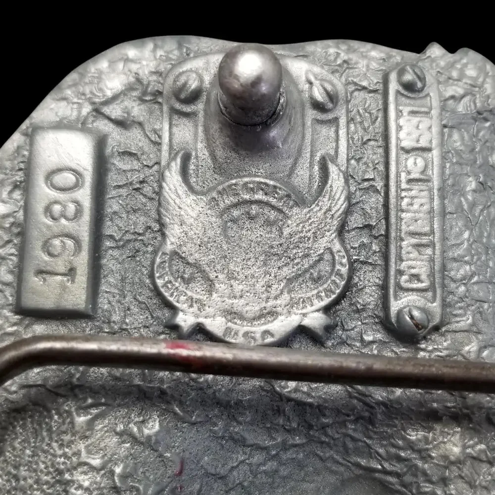 Vintage Belt Buckle Pewter 1991 USMC US Marines These Colors Don't Run Semper Fi